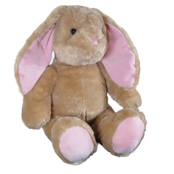 BABW Plush Light Brown Bunny, Floppy Pink Ears & Paws Stuffed Animal Soft Toy - Picture 3 of 16